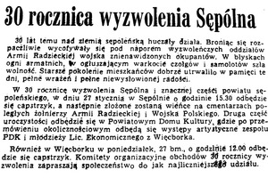 70. rocznica wyzwolenia terenów powiatu sępoleńskiego