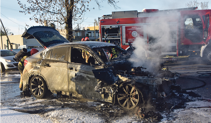 BMW w płomieniach