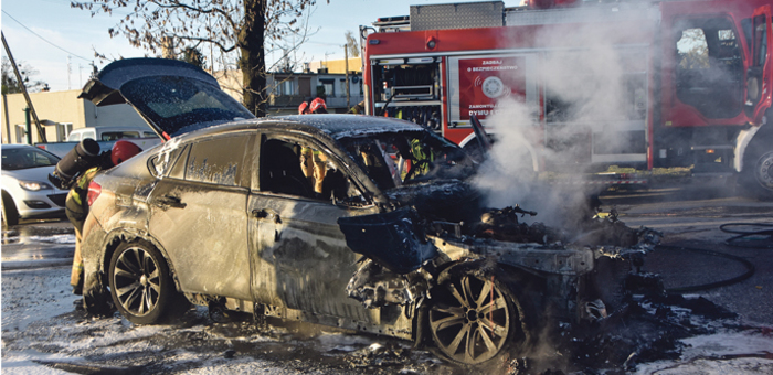 BMW w płomieniach